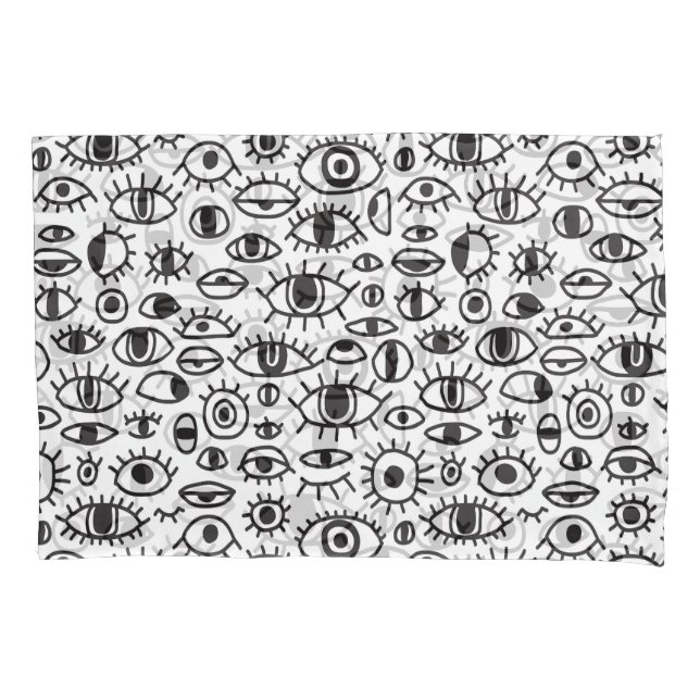 Hand-Drawn Eyes: Doodle Seamless Background. Pillowcase (Front)