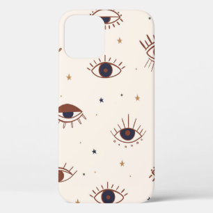 Hand Drawn Eyes Mystical Seamless Pattern. Evil Ey iPhone 12 Case