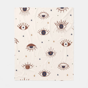 Hand Drawn Eyes Mystical Seamless Pattern. Evil Ey Fleece Blanket