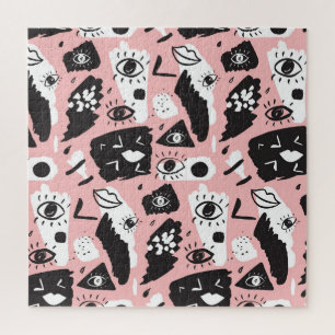 Hand-drawn eyes: trendy pattern jigsaw puzzle