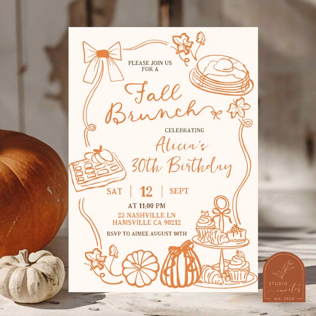 Hand Drawn Fall Brunch party invitation (Creator Uploaded)