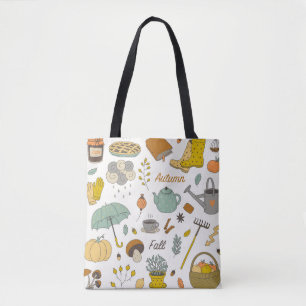 Hand Drawn Fall: Colourful Vintage Set Tote Bag