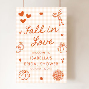 Hand Drawn Fall in Love Bridal Shower Welcome Sign