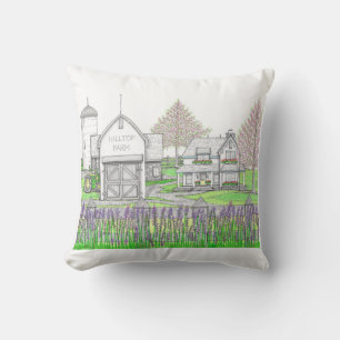 Hand Drawn Farm Pillow