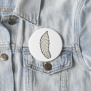Hand Drawn Feather Minimalist Nature 3 Inch Round Button
