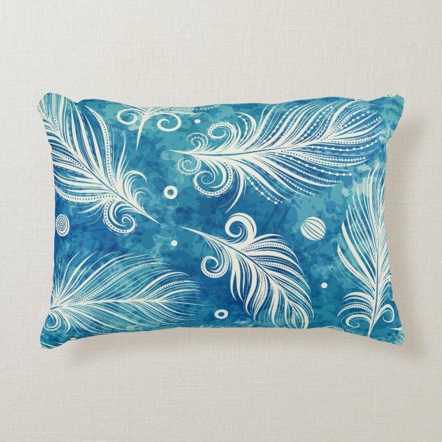 Hand Drawn Feathers: Seamless Pattern Accent Pillow (Front)