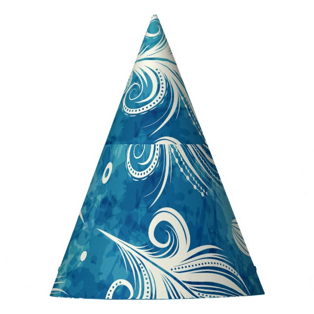 Hand Drawn Feathers: Seamless Pattern Party Hat (Front)