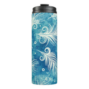 Hand Drawn Feathers: Seamless Pattern Thermal Tumbler