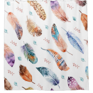 Hand Drawn Feathers: White Background Pattern
