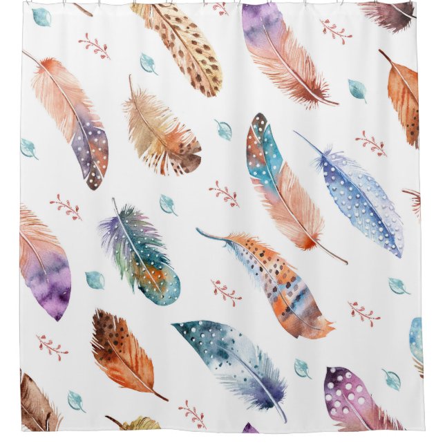 Hand Drawn Feathers: White Background Pattern (Front)