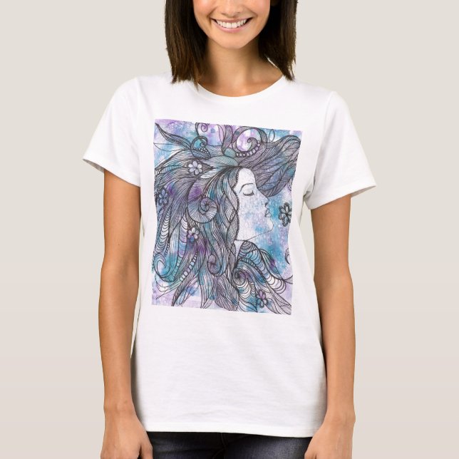 Hand Drawn Feminine Bella Canvas Flowy Circle Top (Front)