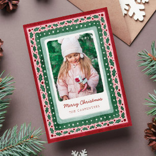 Hand-drawn Festive Frames Holly Christmas Photo Holiday Card