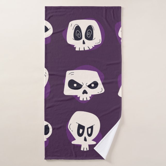 Hand drawn flat dia de muertos skulls collection s bath towel (Bath Towel)