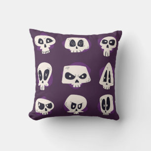 Hand drawn flat dia de muertos skulls collection s throw pillow
