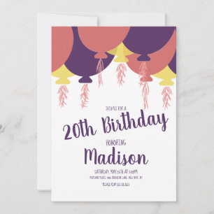 Hand Drawn Floating Balloon Any Age Invitation