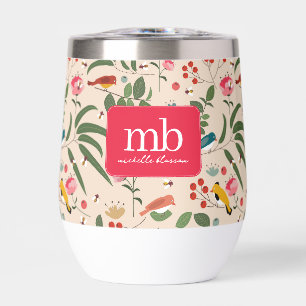 Hand Drawn Floral Birds Bees Botanical Monogram