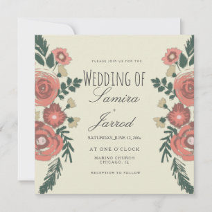 Hand-Drawn Floral Bouquet Vintage Wedding