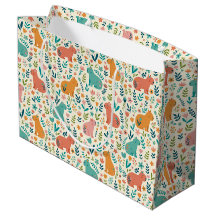 Hand Drawn Floral Capybara Large Gift Bag