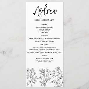 Hand Drawn Floral Elegant Modern Name Place Menu 