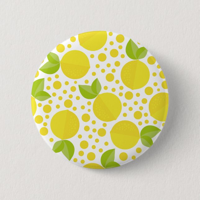 Hand drawn floral elements & lemons 2 inch round button (Front)