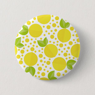 Hand drawn floral elements & lemons 2 inch round button