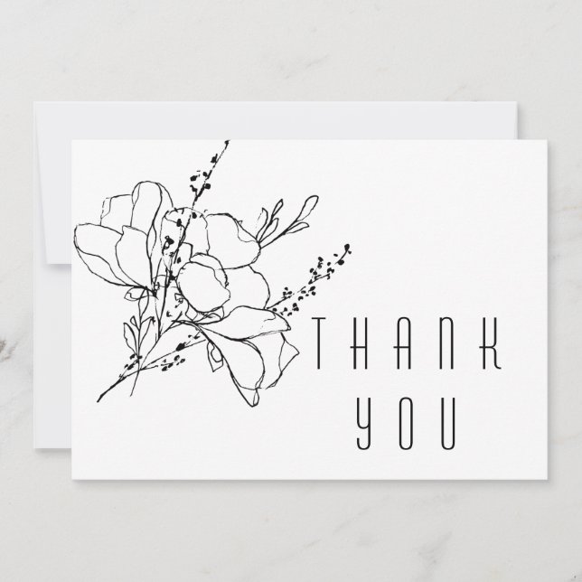 Hand-Drawn Floral II Spray Funeral Thank You (Front)