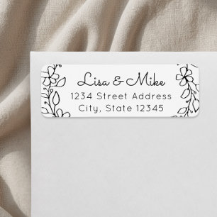 Hand Drawn Floral Names Wedding Return Address