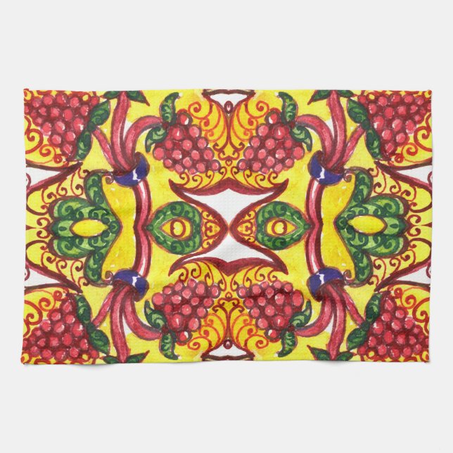 Hand Drawn: Floral Ornamental Elegance. Kitchen Towel (Horizontal)