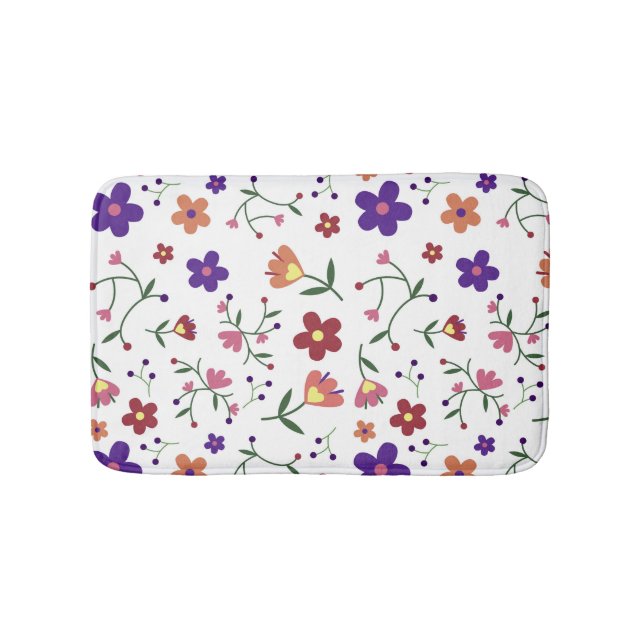 Hand-Drawn Floral Pattern Bath Mat (Front)
