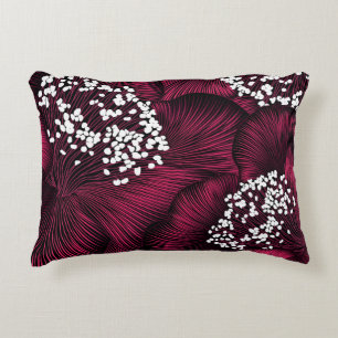 Hand drawn floral pattern with camelia flowers accent pillow