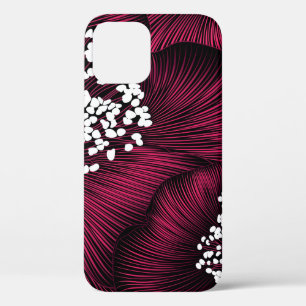 Hand drawn floral pattern with camelia flowers iPhone 12 case