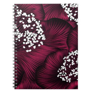 Hand drawn floral pattern with camelia flowers notebook
