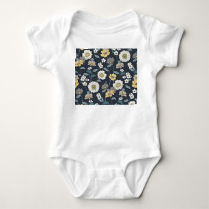 Hand-drawn floral, seamless artistic pattern. baby bodysuit
