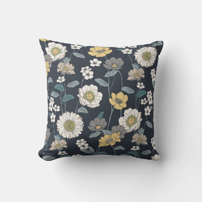 Hand-drawn floral, seamless artistic pattern. throw pillow (Front)