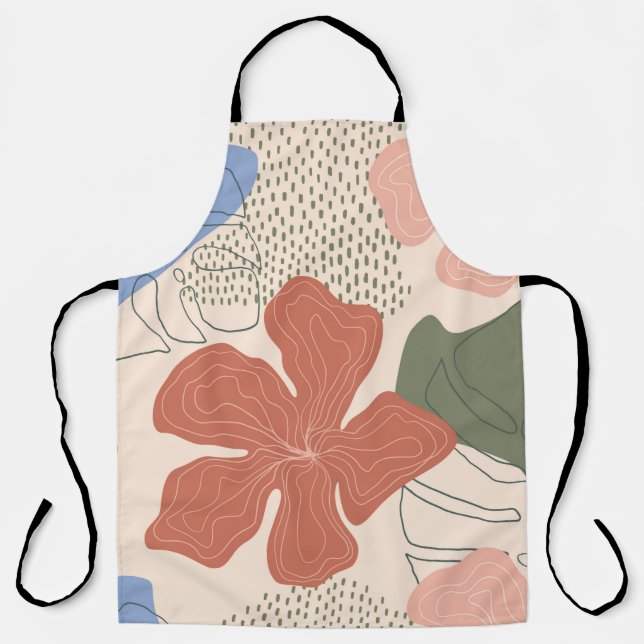 Hand drawn floral seamless pattern,creative collag apron (Front)