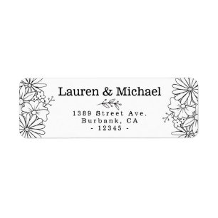 Hand Drawn Floral Side Border Address Labels