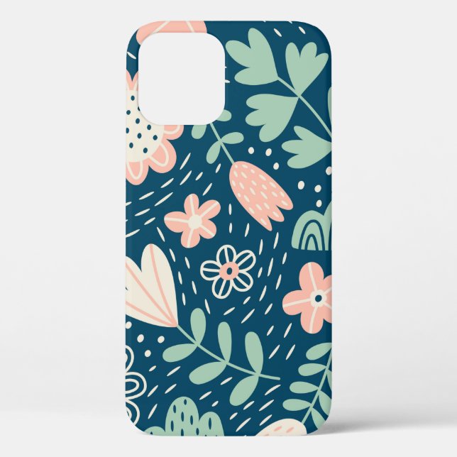 Hand drawn floral stilish fabric. Seamles pattern  Case-Mate iPhone Case (Back)