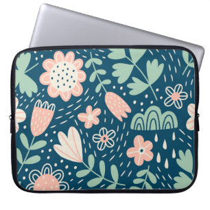 Hand drawn floral stilish fabric. Seamles pattern  Laptop Sleeve