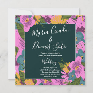 Hand  Drawn Florals Wedding Bold Pink Greenery 