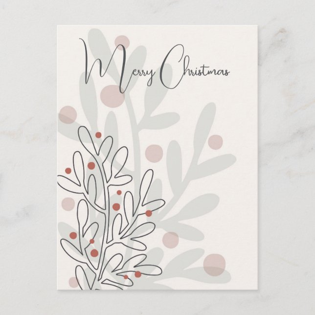 Hand drawn florar Christmas mistletoe Postcard (Front)