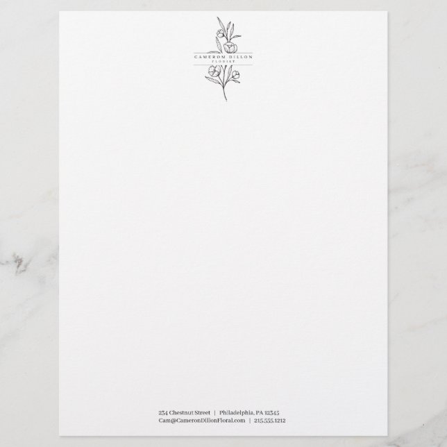 Hand Drawn Florist Botanical Flower Shop Letterhead (Front)