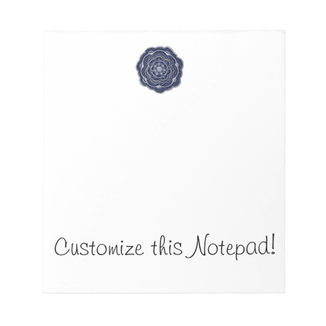Hand Drawn Flower Doily Design Notepad (Front)