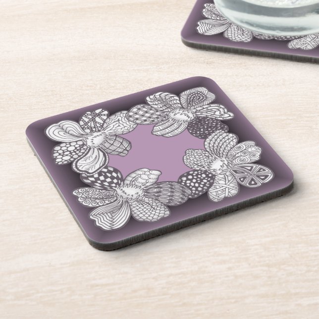 Hand Drawn Flower Lei Choose Any Colour Coaster (Left Side)