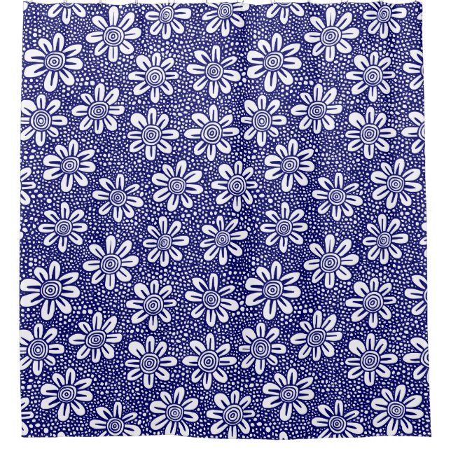 Hand Drawn Flower Pattern 140617 - Dark Blue (Front)