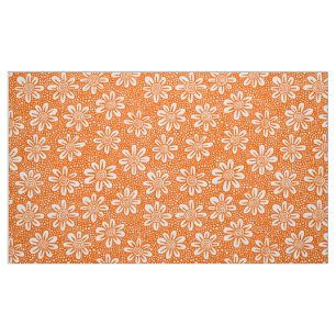 Hand Drawn Flower Pattern 140617 - Orange Fabric