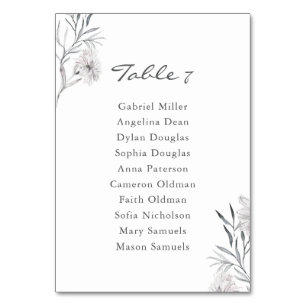 Hand-drawn Flower Wedding Single seating plan Table Number
