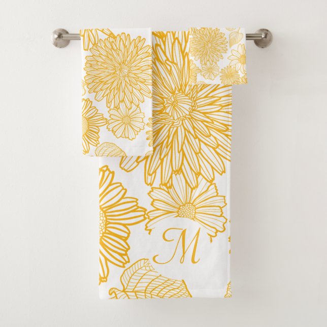 Hand-Drawn Flowers Bath Towel Set (Insitu)