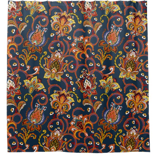 Hand Drawn Flowers: Colourful Navy Pattern (Front)