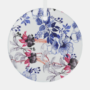 Hand Drawn Flowers: Colourful Watercolor Glass Ornament