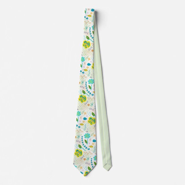 Hand Drawn Flowers & Contrasting Back Necktie (Front)